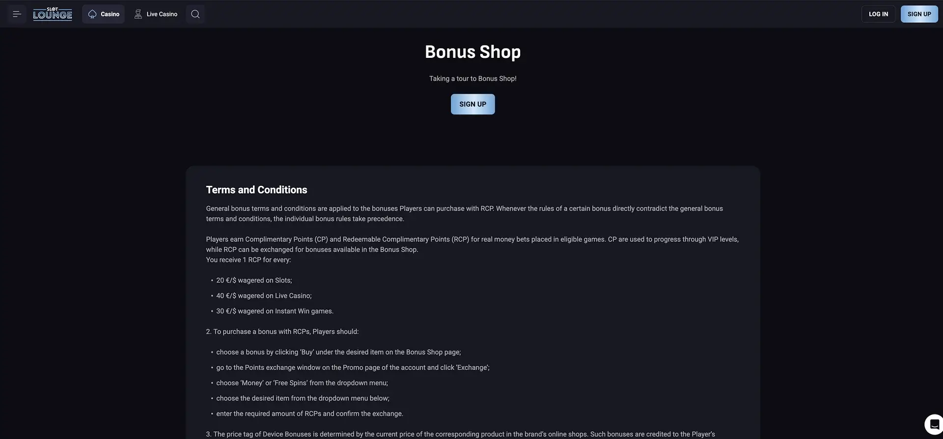 Slotlounge Bonus Shop
