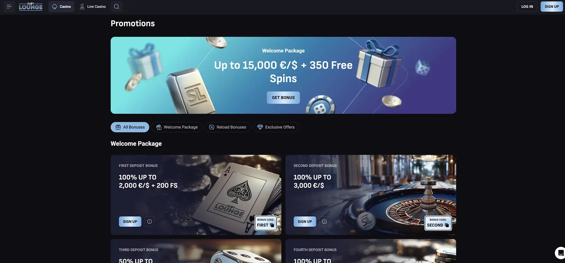Slotlounge welcome package